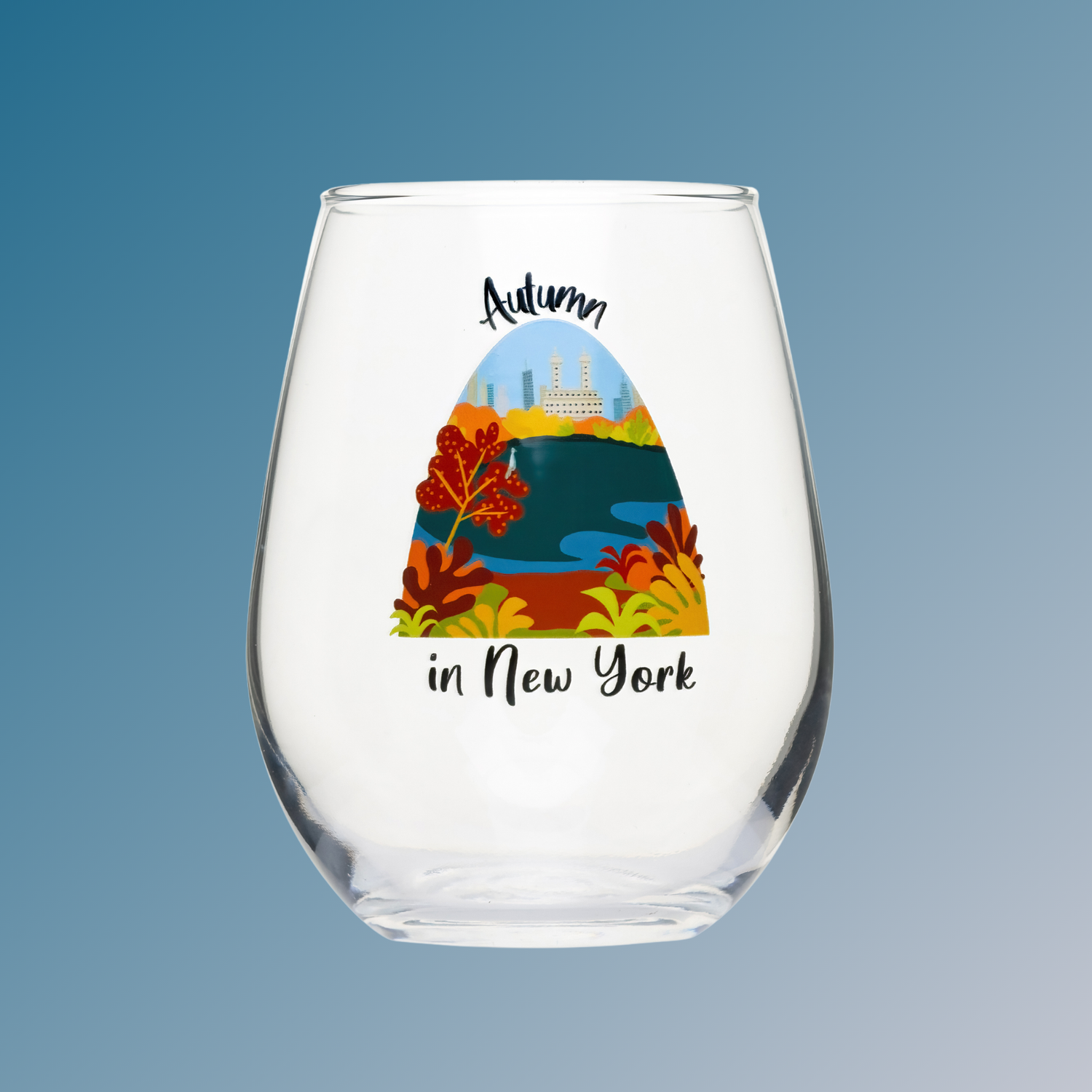 Stemless wine glass  &quot;Autumn in New York&quot;